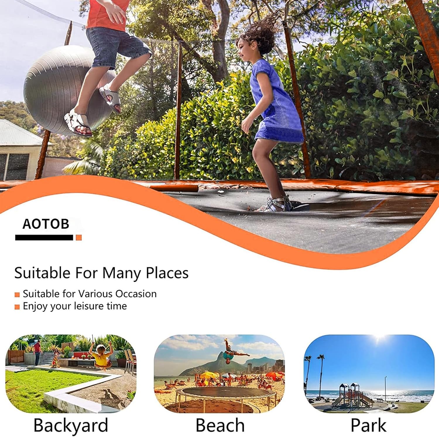 AOTOB 8FT 10FT 12FT 14 FT 15FT Trampoline with Safety Enclosure Net Outdoor Trampoline