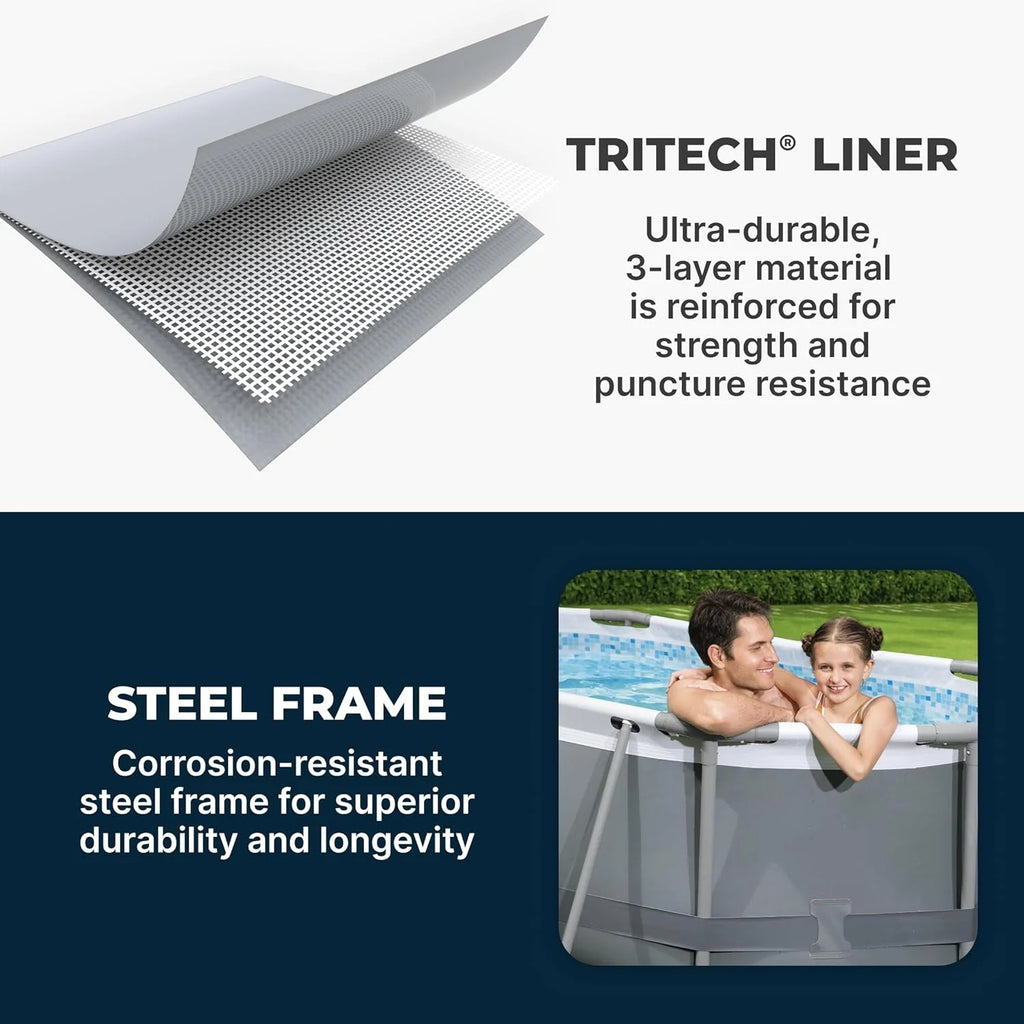 Power Steel 14' x 8'2 x 39.5 Oval Above Ground Pool Set | Includes 530gal Filter Pump, Ladder, ChemConnect Dispener