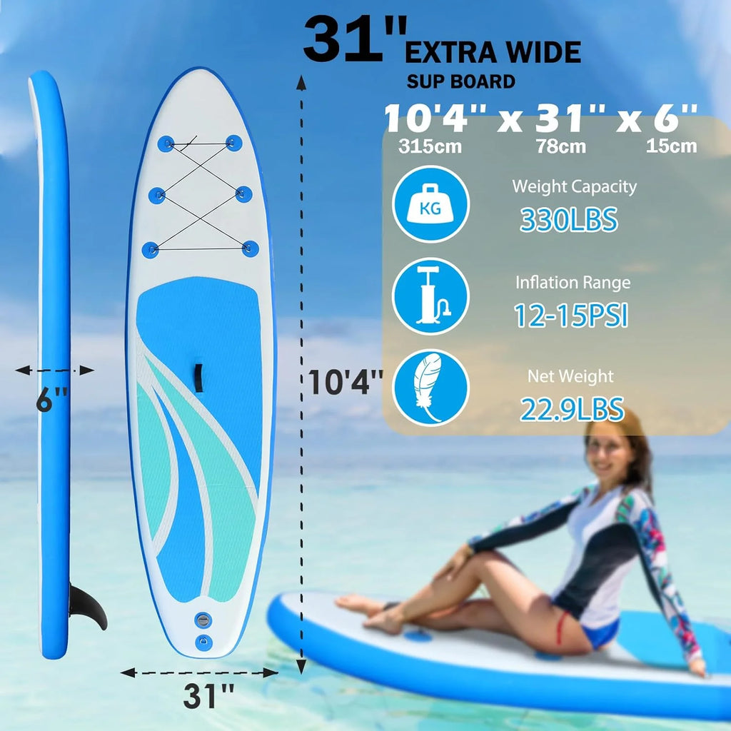 Inflatable Stand Up Paddle Board for Adult All Skill Levels- 10'4 Ultra-Light SUP Paddleboard