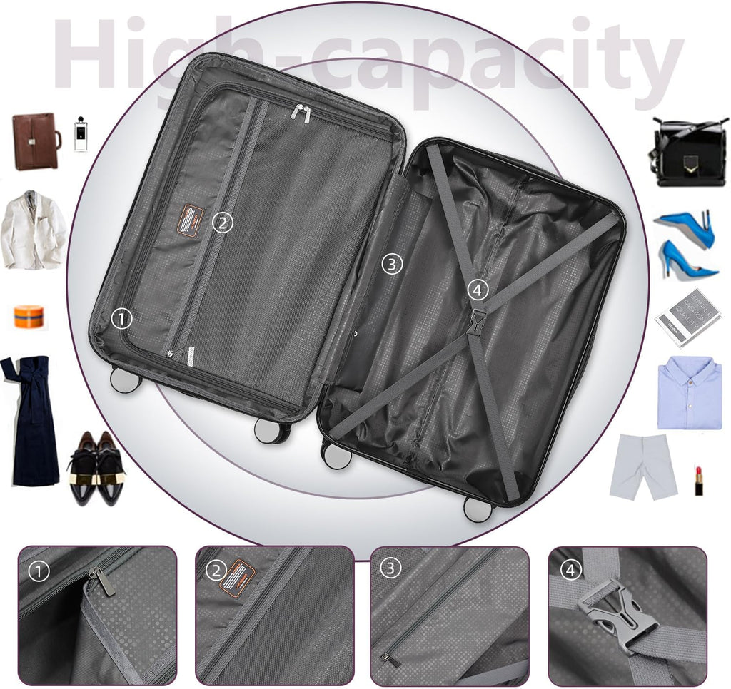 Luggage 6-piece hardshell expandable suitcase lightweight travel carry-on luggage set