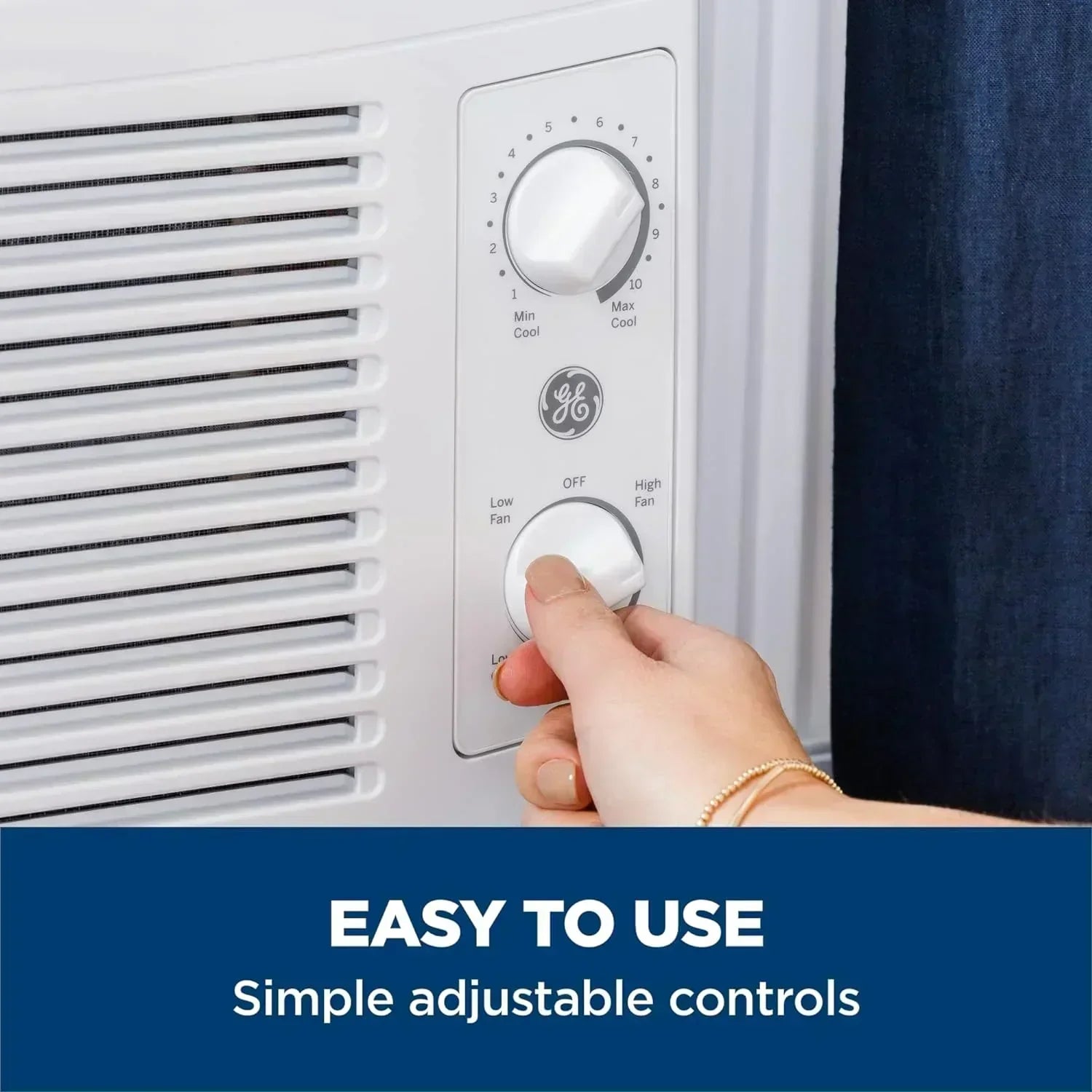 GE Window Air Conditioner Unit 5,000 BTU for Small Rooms up to 150 sq ft Manual Adjustable Fan