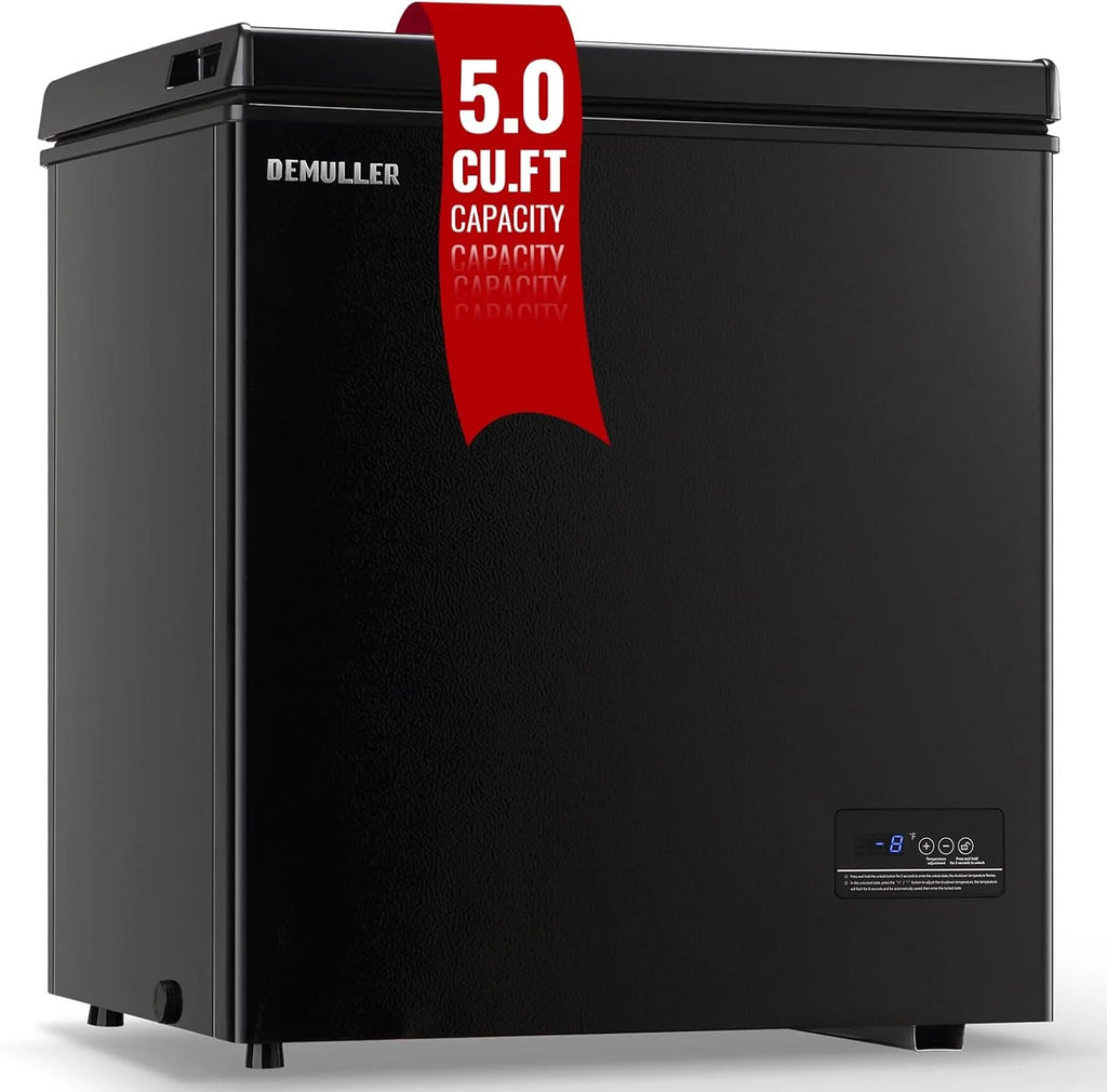 Chest Freezer 5.0Cubic Feet Deep Freezer Freestanding Freezers Removable Stainless Steel Basket