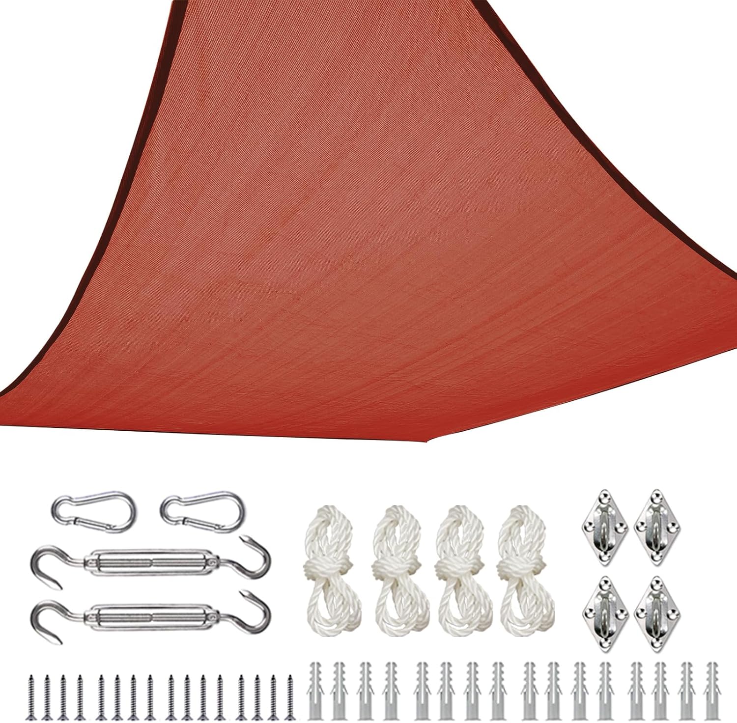 Quictent 20X20FT 185G HDPE Square Sun Shade Sail Canopy 98% UV Block Outdoor Patio Garden with Hardware Kit (Brown)