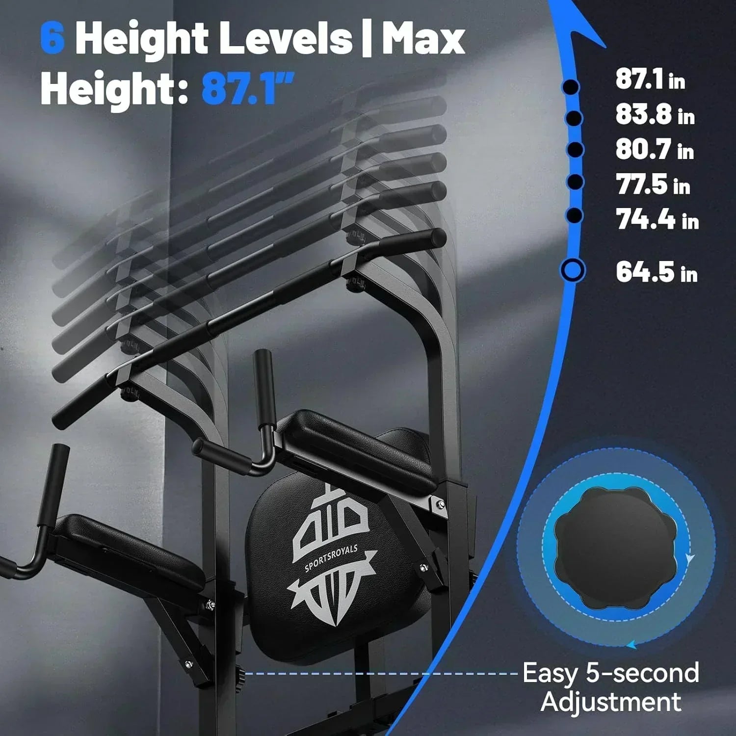 Sportsroyals Power Tower Pull Up Bar Station 450 lbs stable suspended immersion tilt station