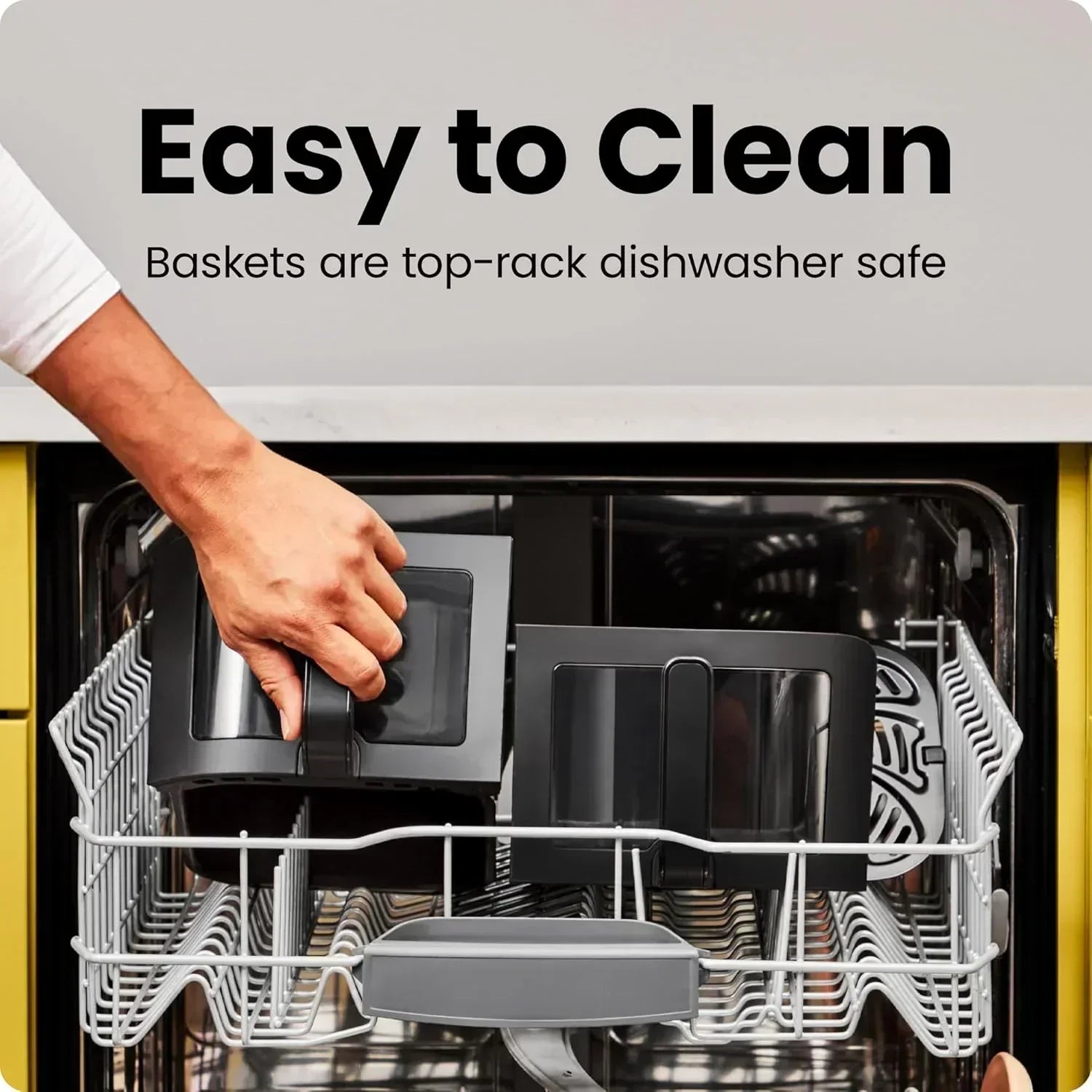 Chefman 6-Quart Double Basket Air Fryer Easy View Window uses two separate nonstick pans