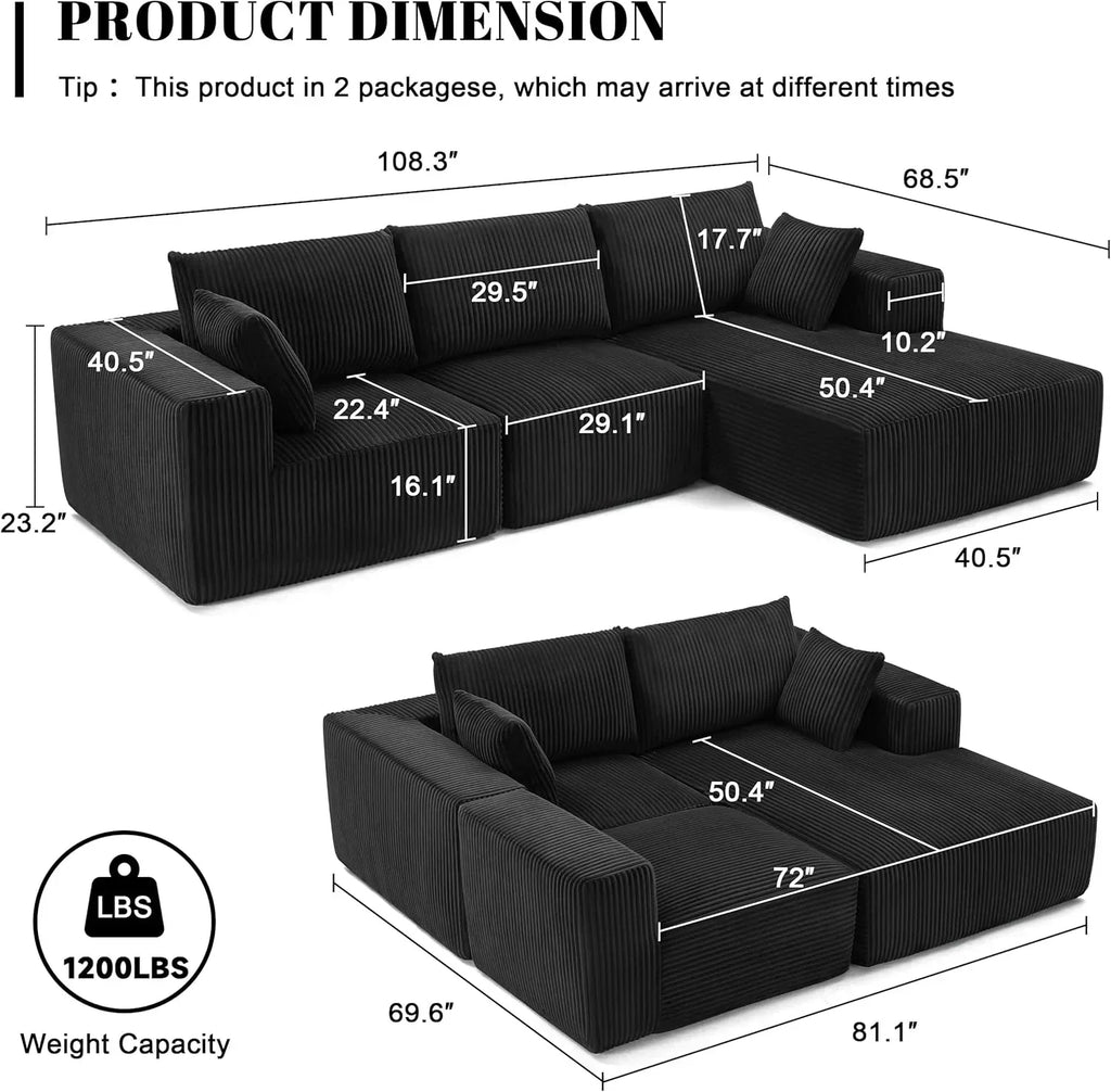 108 inch sectional sofa cloud sectional sofa with deep seat modern sectional L shaped sofa