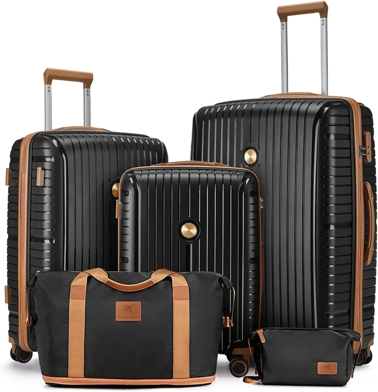 5-piece PP hardshell lightweight travel carry-on luggage set with dual spinner wheels