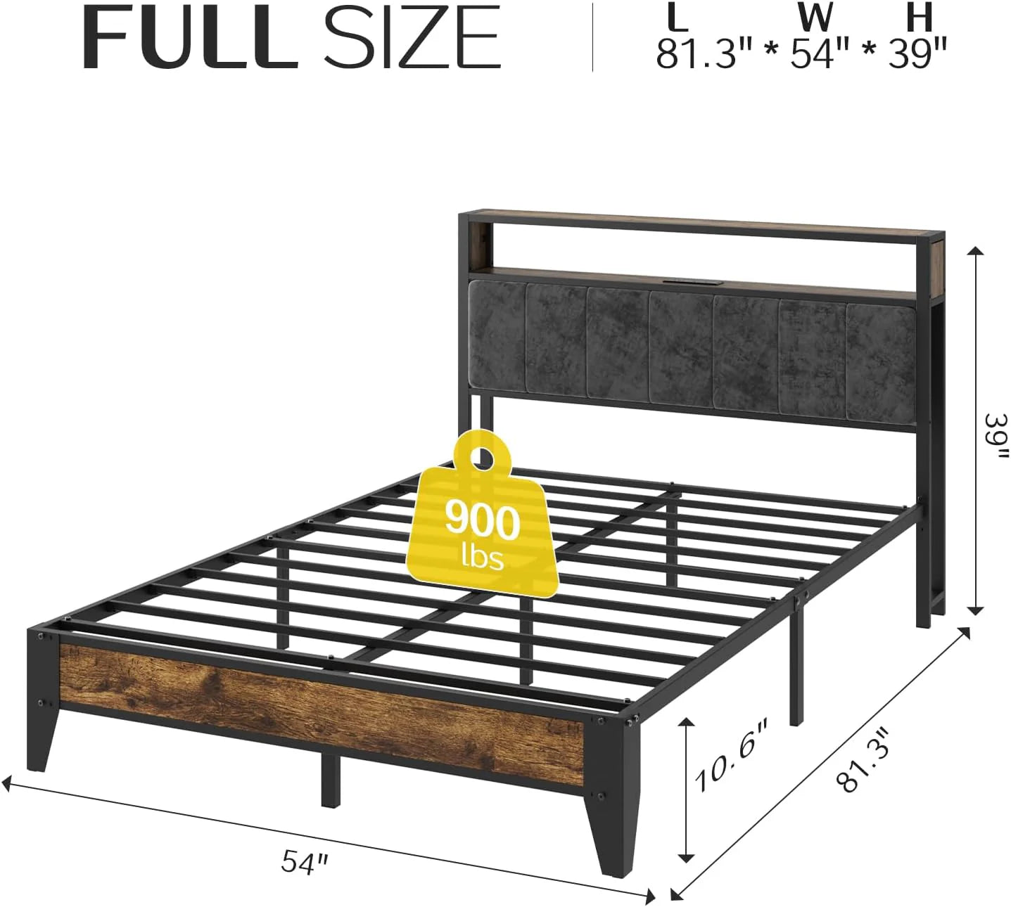 OLEVS Single Bed Frame LED Light Storage Headboard Charging Station Metal Platform Bed