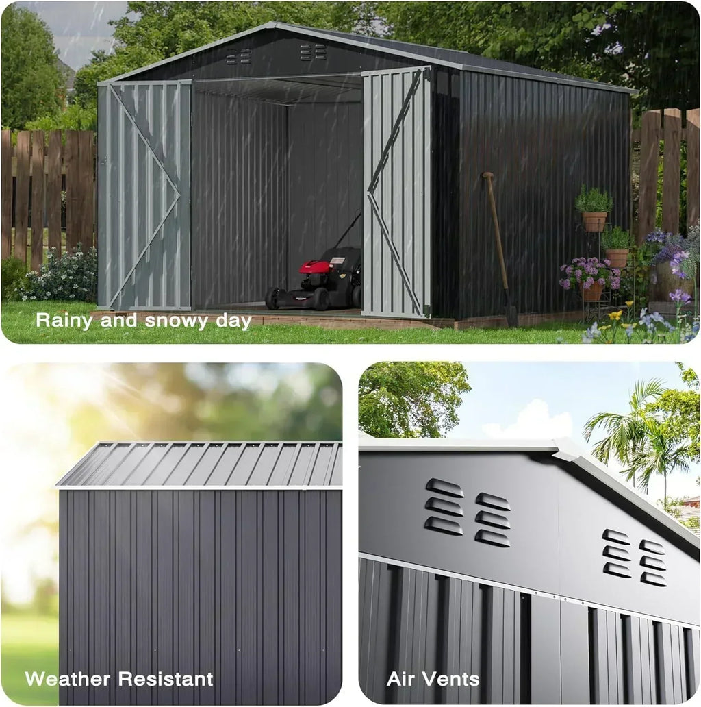 polar aurora 8x12 ft outdoor storage shed metal garden shed frame structure tool sheds