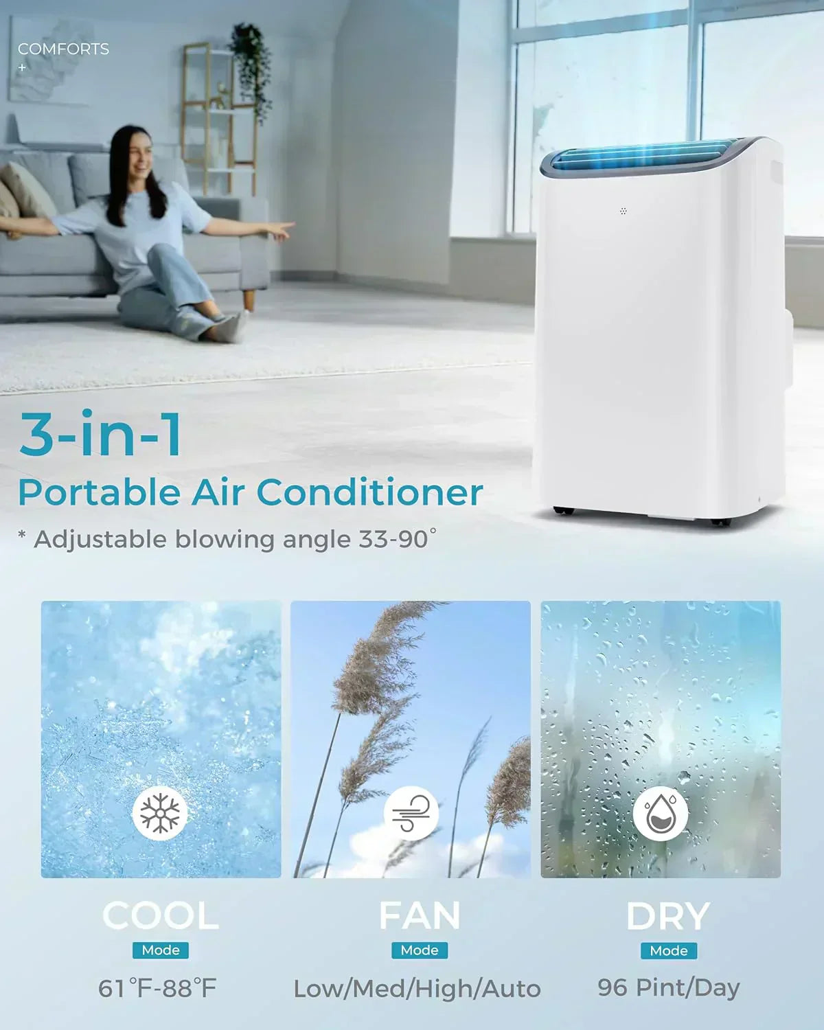 EUHOMY 8,000 BTU Portable Air Conditioners 4-in-1 Portable AC Unit Up to 350 Sq.Ft