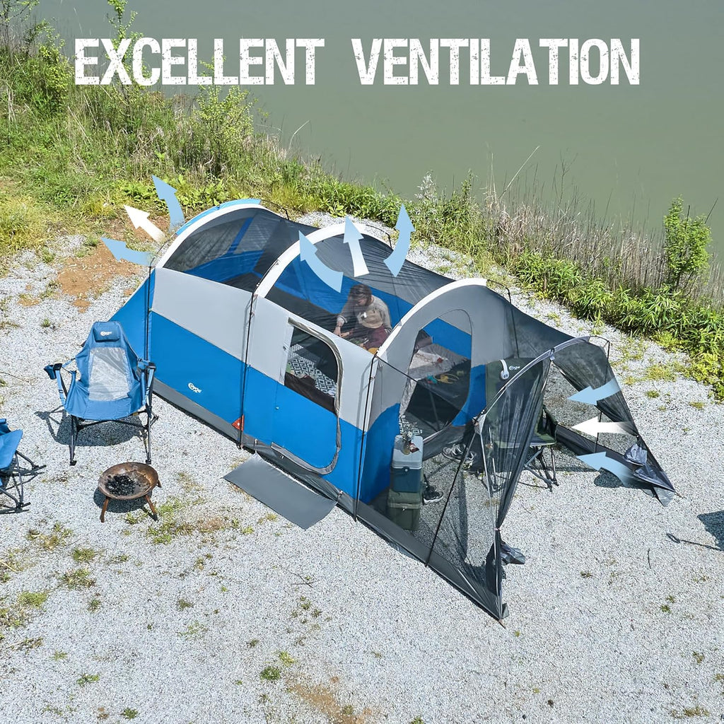 PORTAL 6/8/10 Person Family Camping Tent with Screen Room Water Resistant Big Tunnel Tent