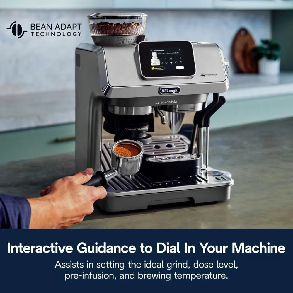De'Longhi La Specialista Touch Espresso Machine with Grinder & Milk Frother ?Cold Brew & Iced Coffee Maker, Burr Grinder, 10 Drink Presets, Compact Bean to Cup, Award-Winning Italian Design