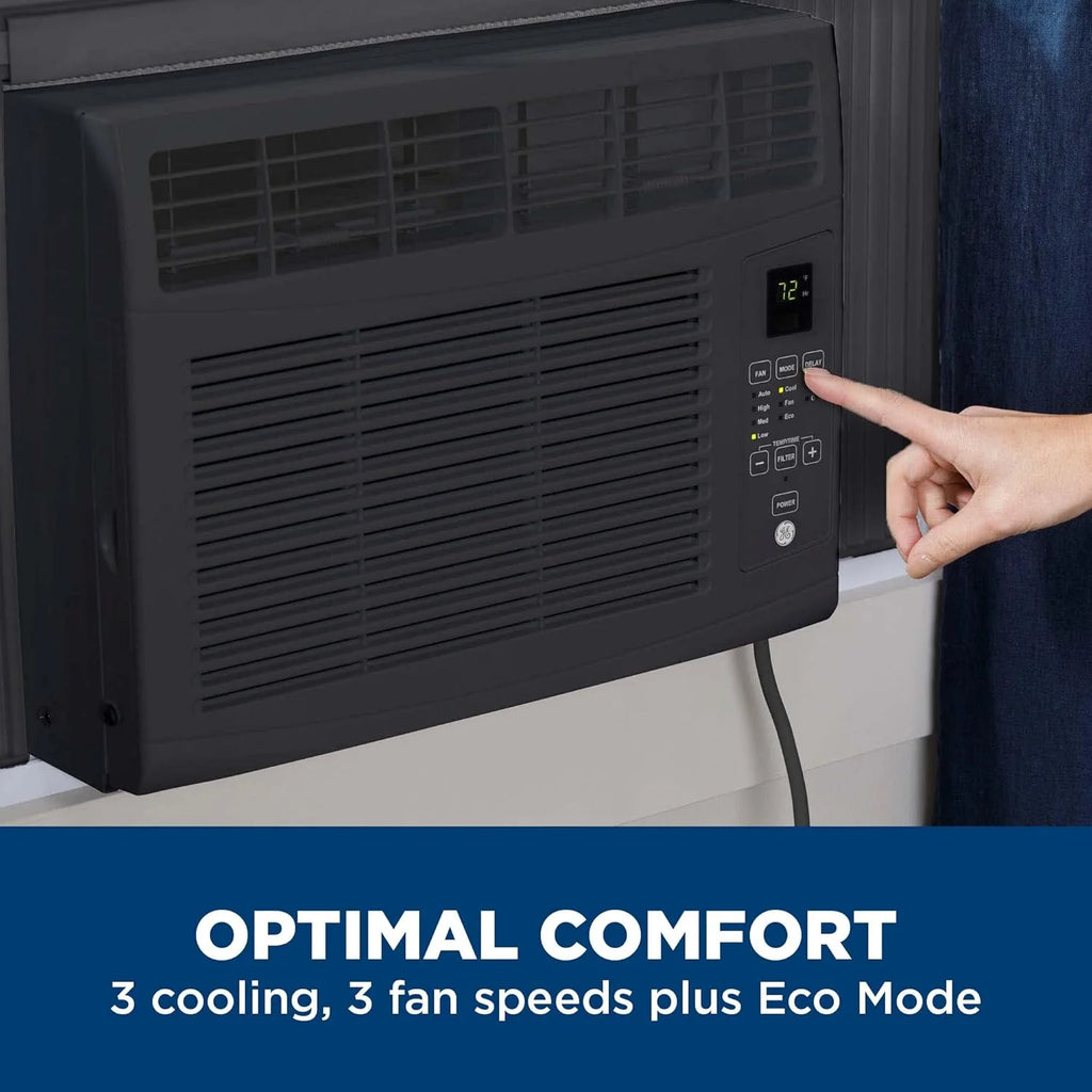 GE Window Air Conditioner Unit, 6,000 BTU for Small Rooms up to 250 sq ft. with Adjustable Fan and Cooling Settings, Perfect for Small Bedroom or Living Room, Easy Install Kit Included, White