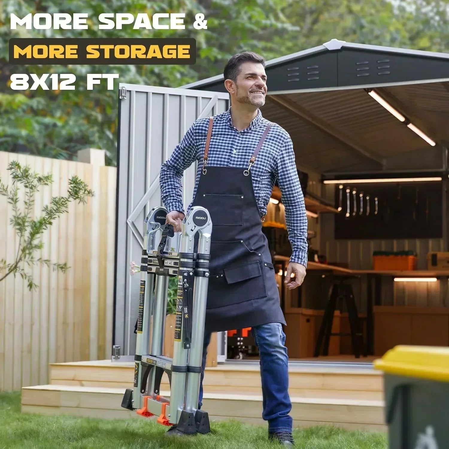 Polar Aurora 8 x 12 FT Outdoor Storage Shed Metal Garden Shed with Updated Frame Structure
