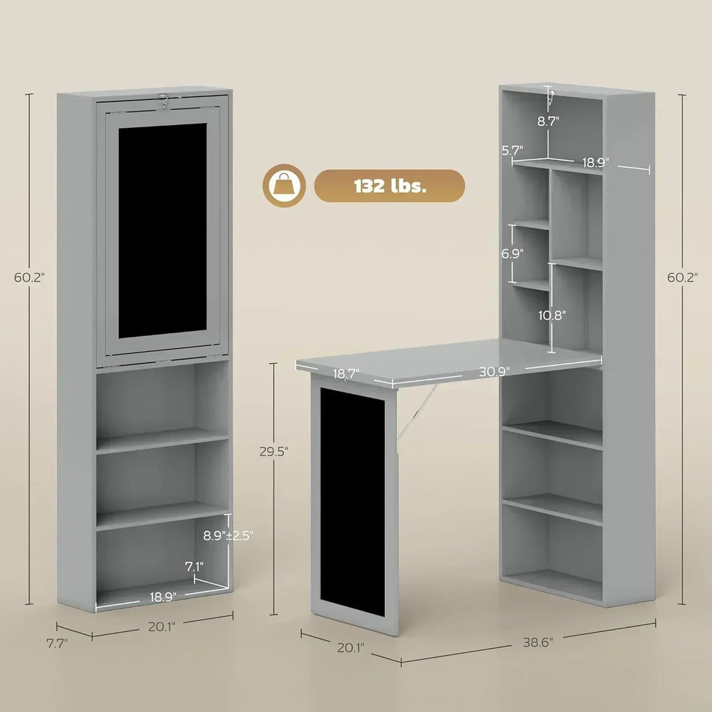 Folding convertible writing desk wall mounted desk cabinet multifunctional home workstation