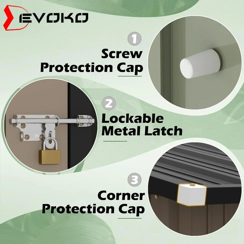 Devoko Outdoor Storage Shed Lockable Metal Garden Shed Steel Anti-Corrosion Storage House