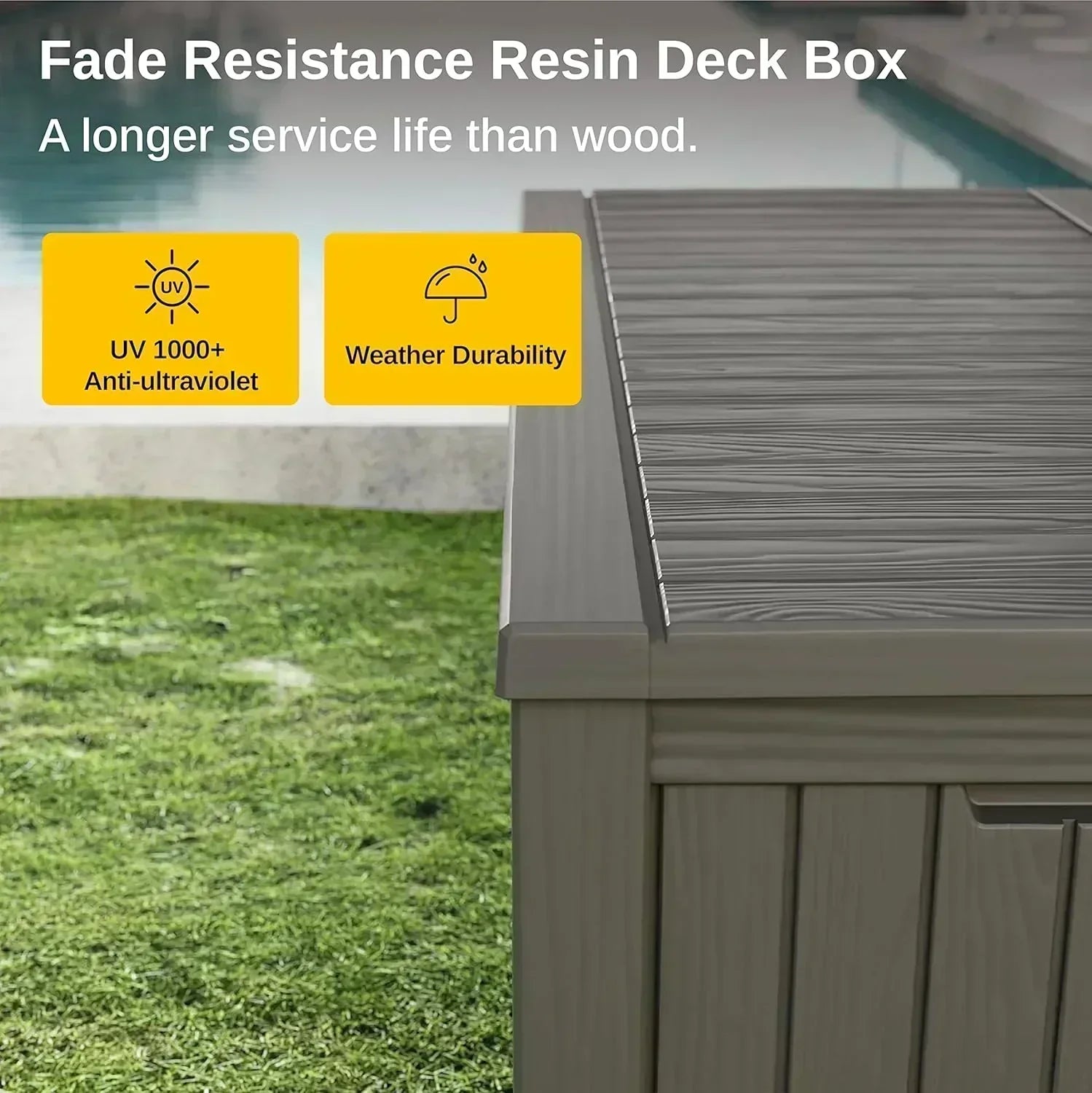EAST OAK Outdoor Storage Box 60 Gallon Deck Box Indoor and Outdoor Use Waterproof Resin Storage