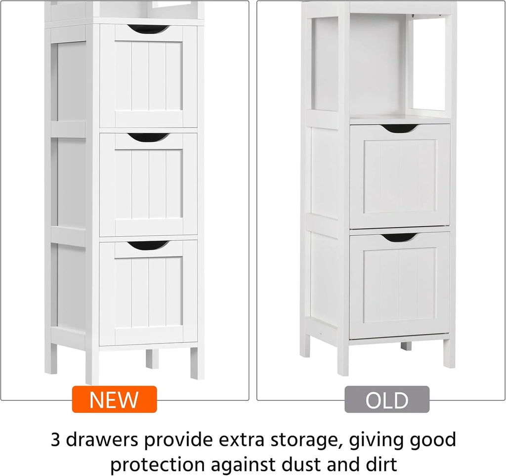 Yaheetech Bathroom Floor Cabinet, Wooden Storage Cabinet with 2 Drawers, Multifunctional Side Organizer Rack Stand Table, White