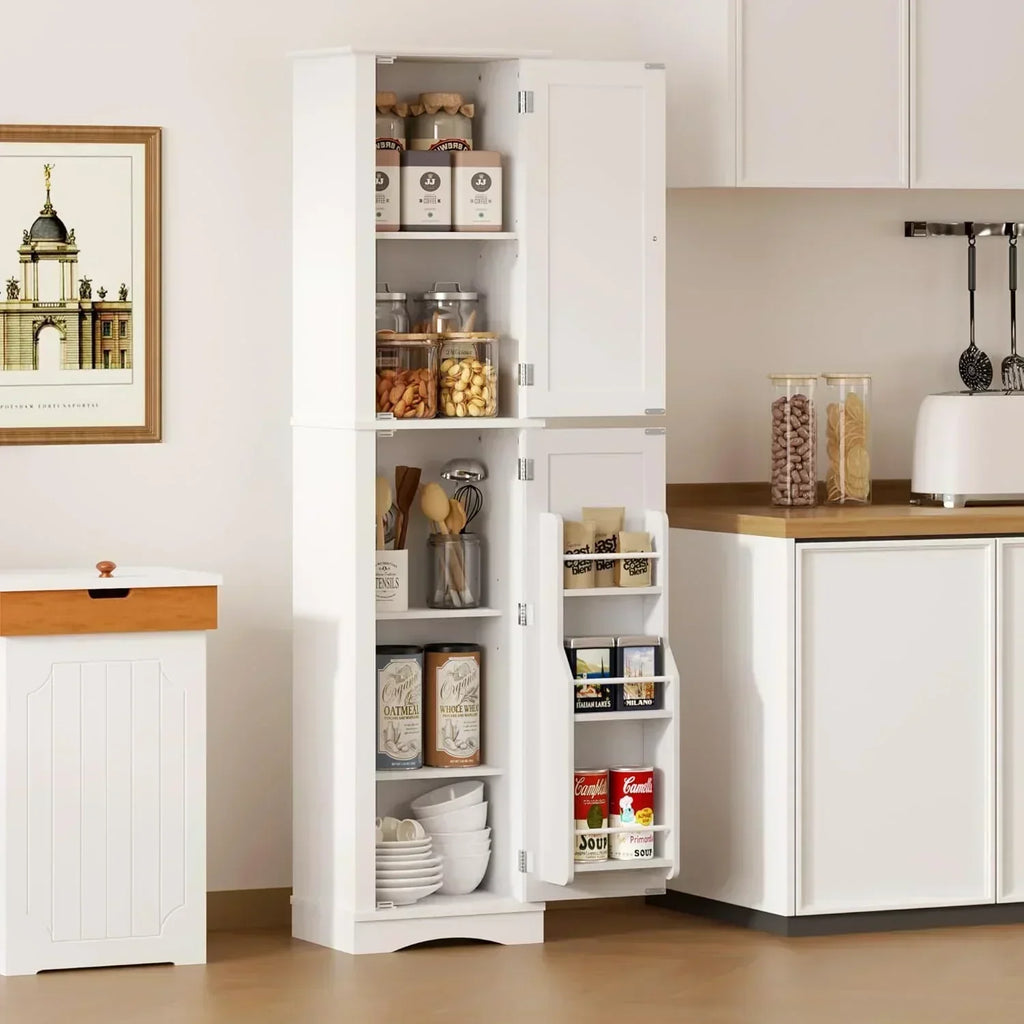 Tall Pantry Cabinet Freestanding Storage Cabinet Wooden Kitchen Pantry with 4 Doors