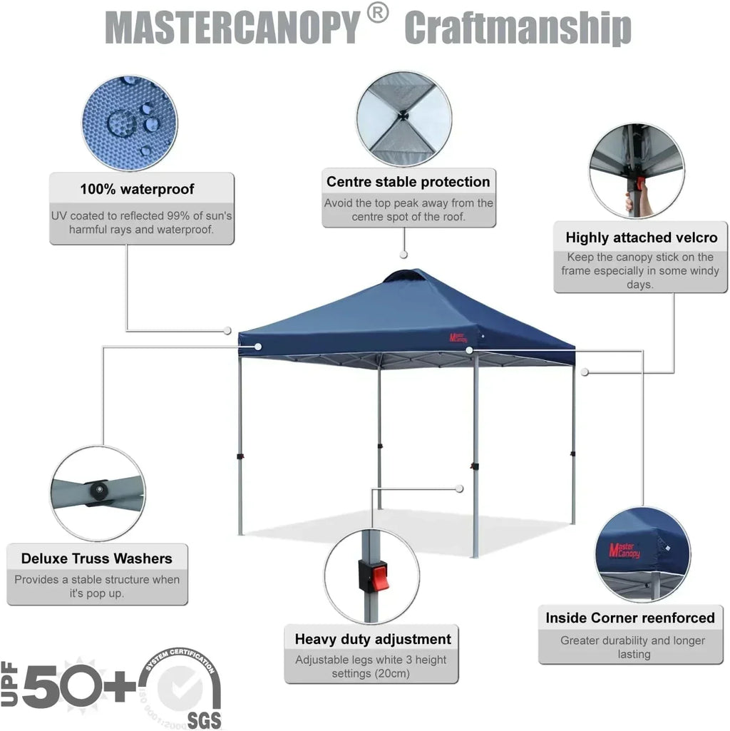 Durable Pop-up Canopy Tent with Roller Bag (10x10 Black)