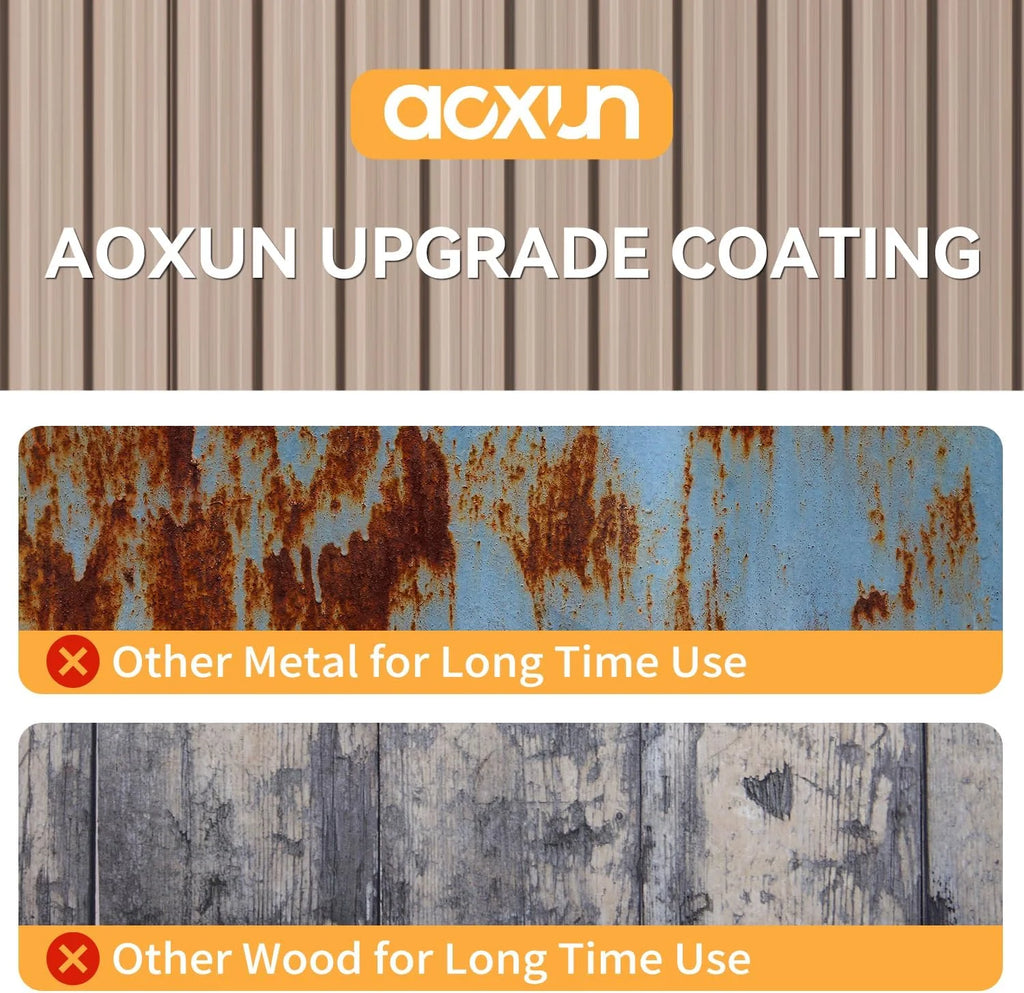 Aoxun 6.2x4 FT Shed Outdoor Storage Shed Metal Garden Shed Slooping Roof Tool Shed Bike Shed