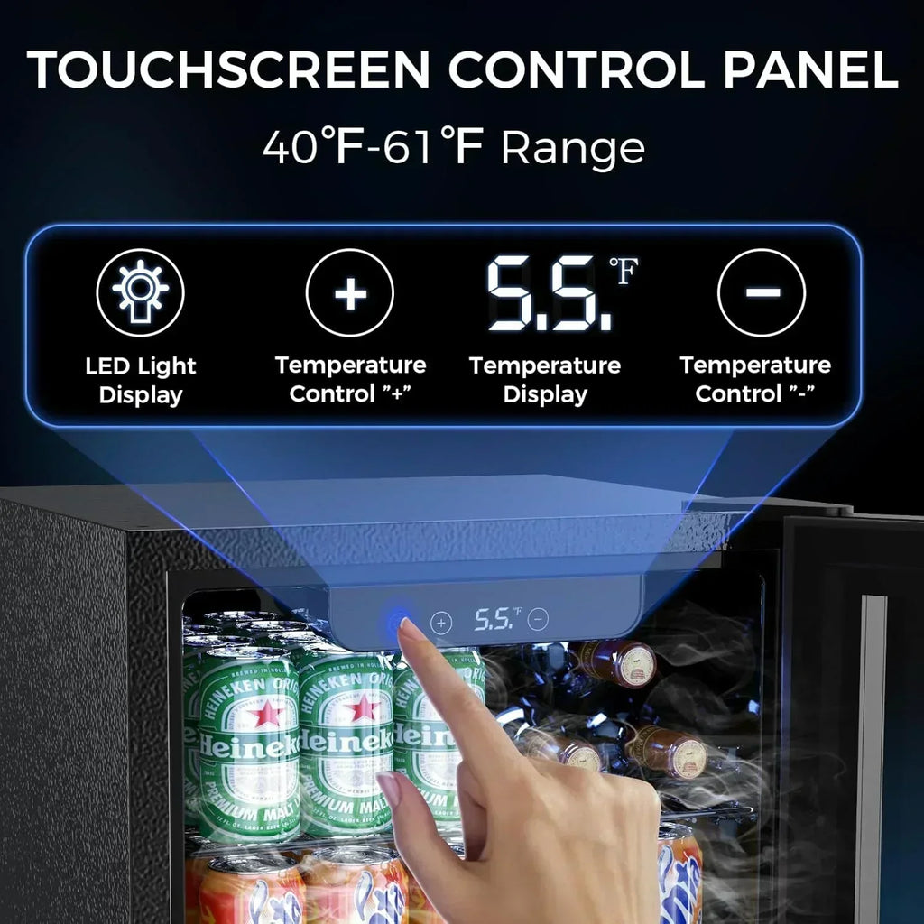 Mini Fridge 130 Can Beverage Refrigerator Cooler Drink Fridge Adjustable Temperature Control