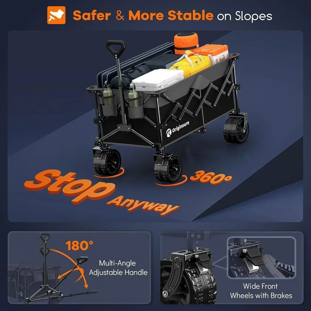 38 long foldable four-wheel stroller 460 lb capacity 220 liter folding beach stroller