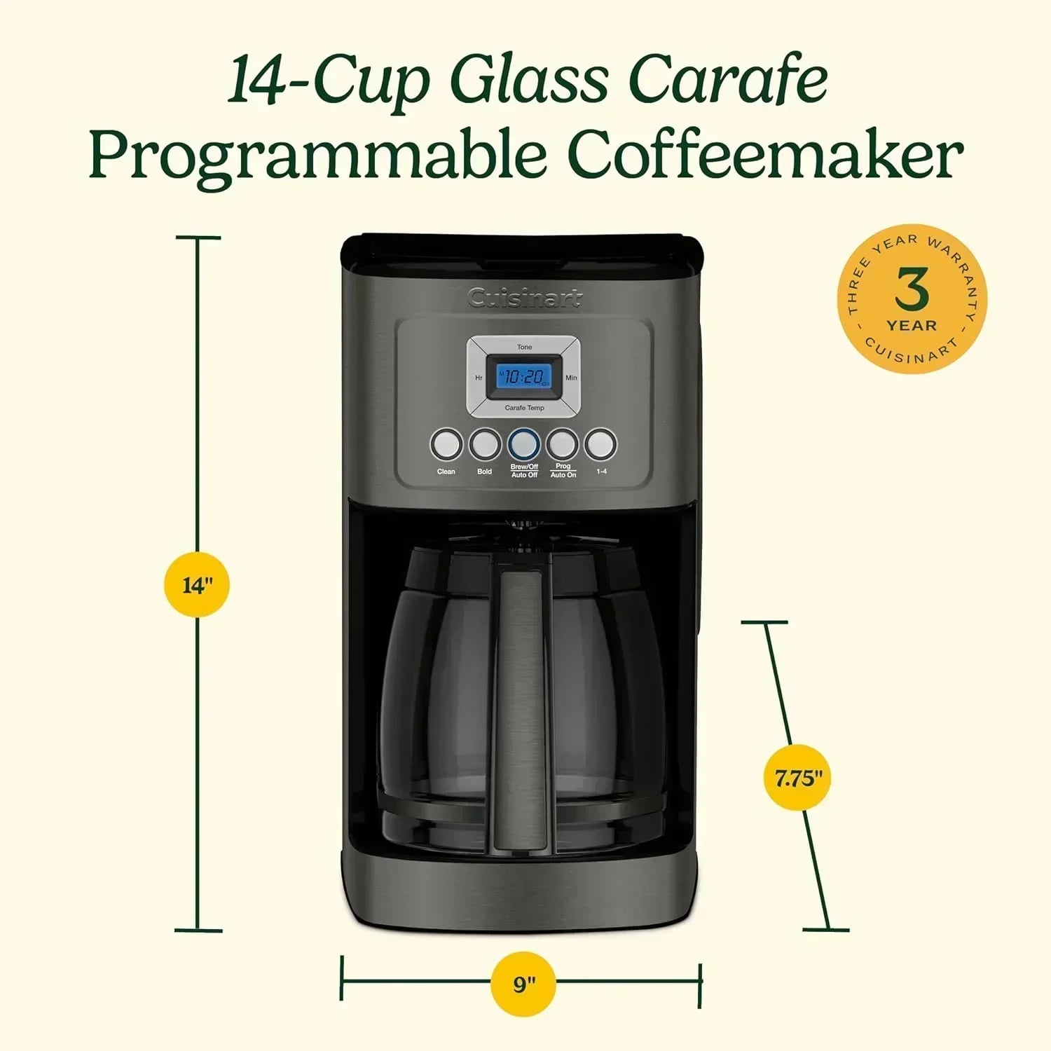 Cuisinart DCC-3200P1 Coffee Maker Fully Automatic with Brew Strength Control