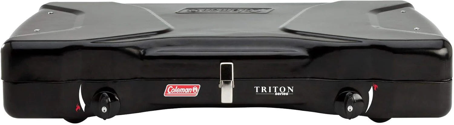 Coleman Triton 2-Burner Propane Stove Portable Camping Cooktop 2 Adjustable Burners Wind Guards
