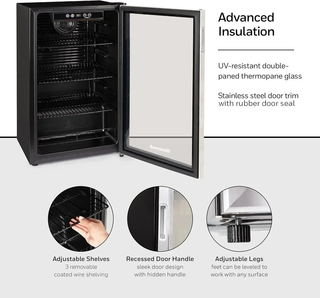 Beverage Refrigerator and Cooler 115 Can Mini Fridge with Glass Door for Soda Beer or Wine