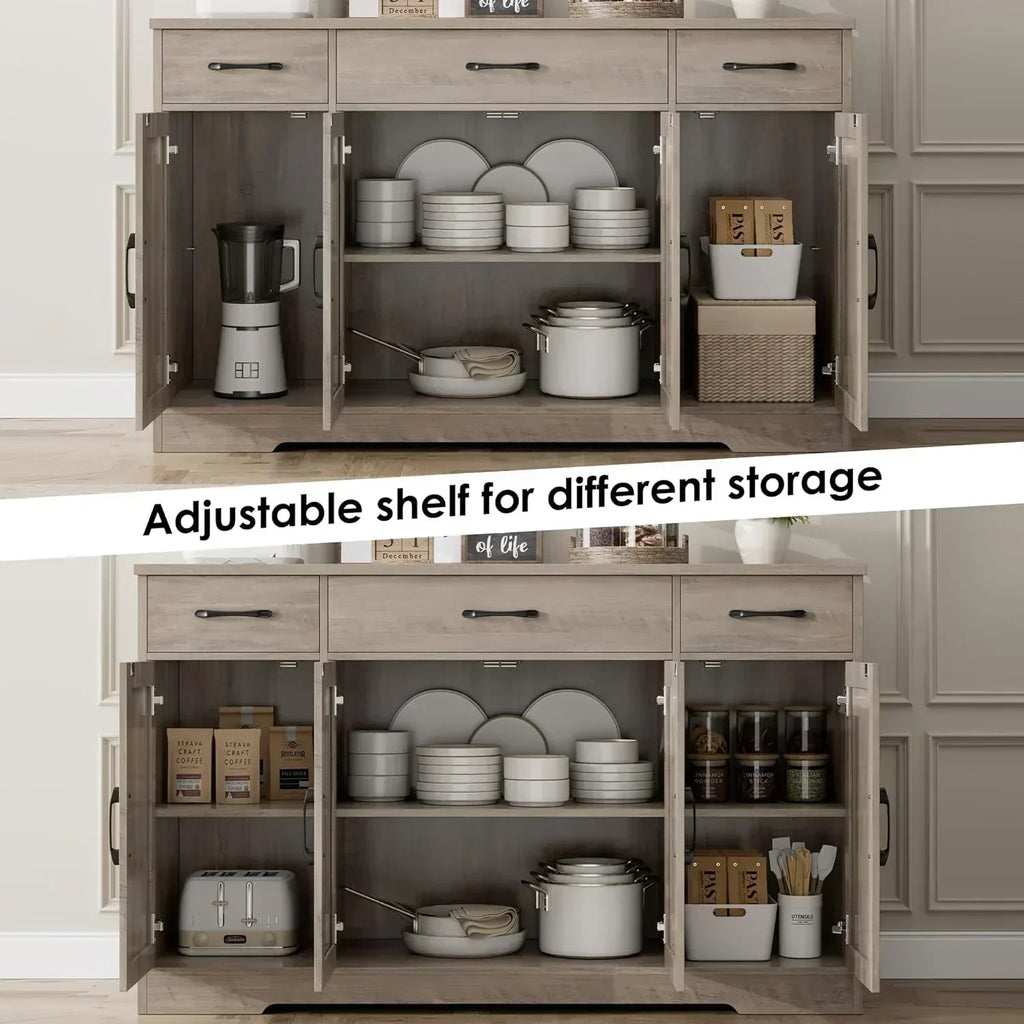 Sideboard with drawers large 55-inch sideboard modern farmhouse wood kitchen dining table