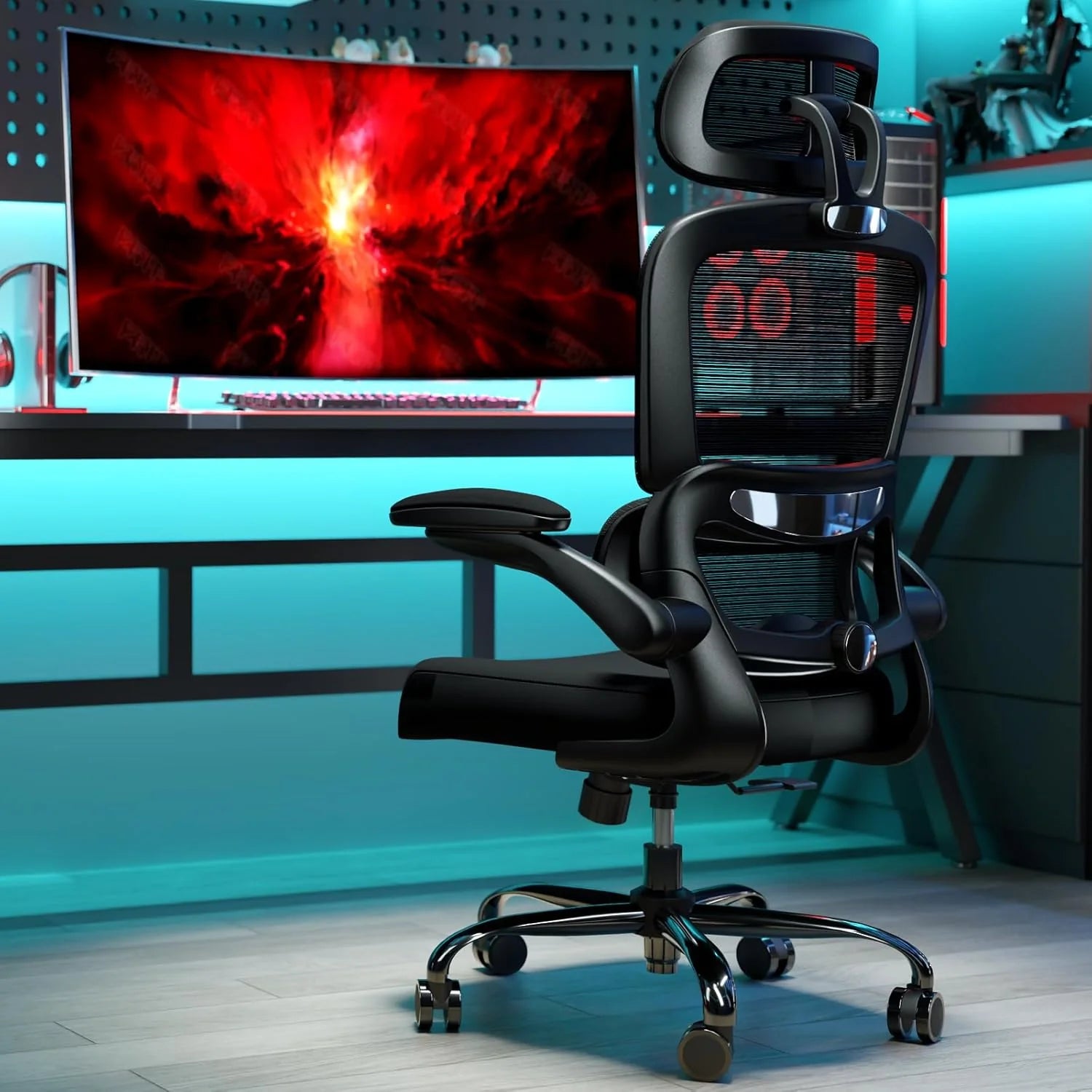 Office Chair Ergonomic Desk Chair, 330 lbs Home Mesh Desk Chair with Wheels, Comfortable Gaming Chair, High Back Office Chair