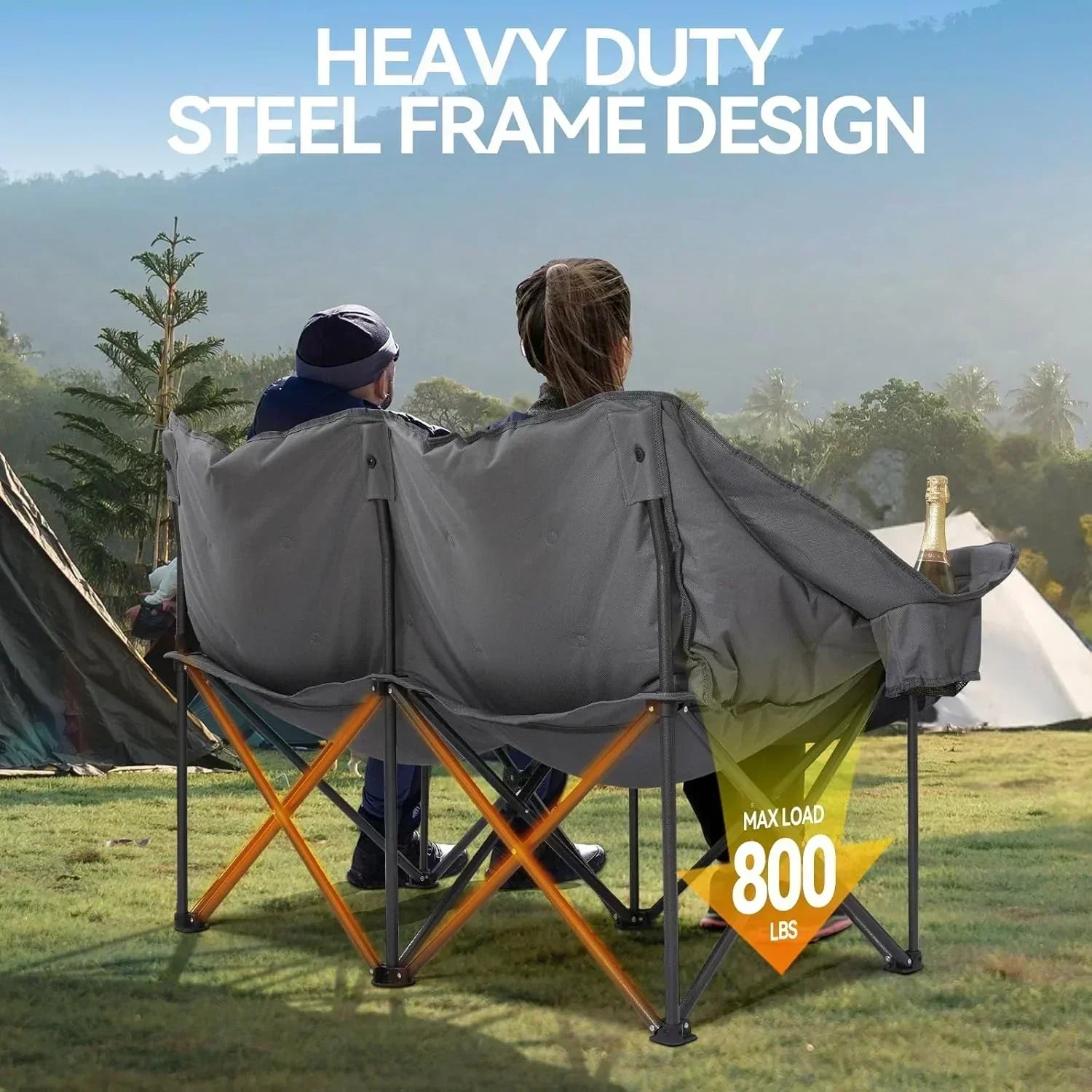 Camping Chair Upholstered Loveseat Heavy Duty Extra Large Camping Sofa Folding Sofa