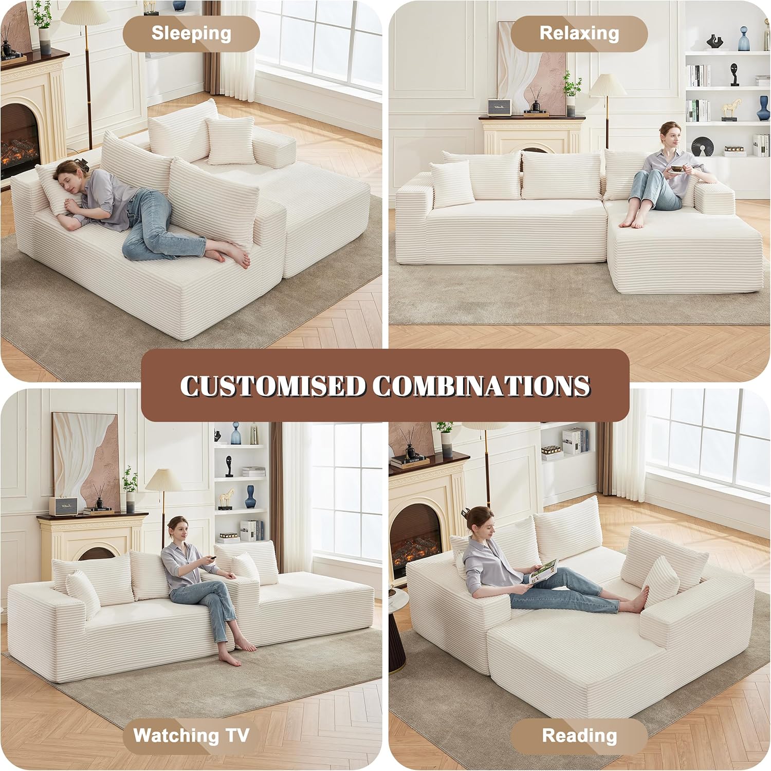 110-inch cloud sofa boneless sofa in the living room modular sofa with deep seats