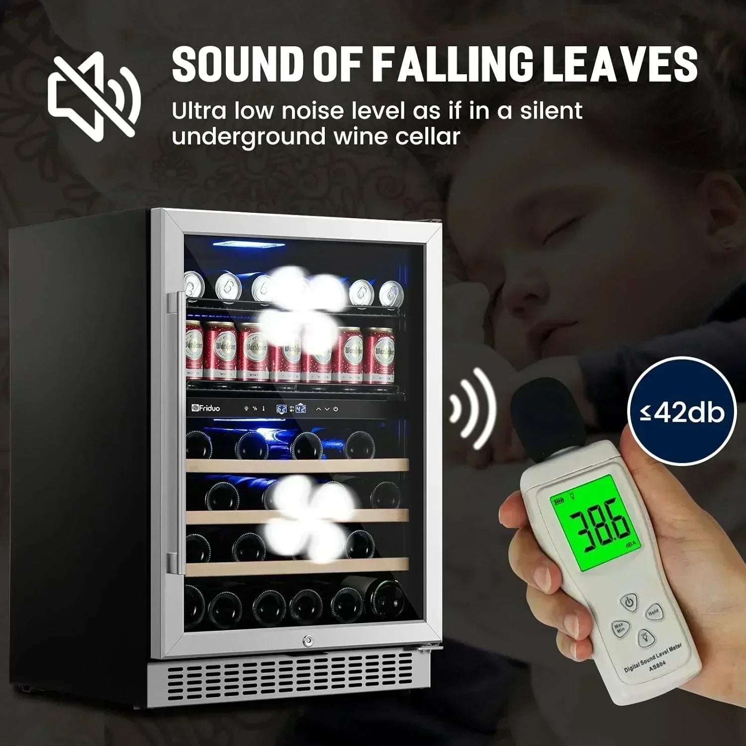 24 inch Dual Zone Beverage Refrigerator 30 Bottles 82 Cans Wine Fridge Built-in or Freestanding