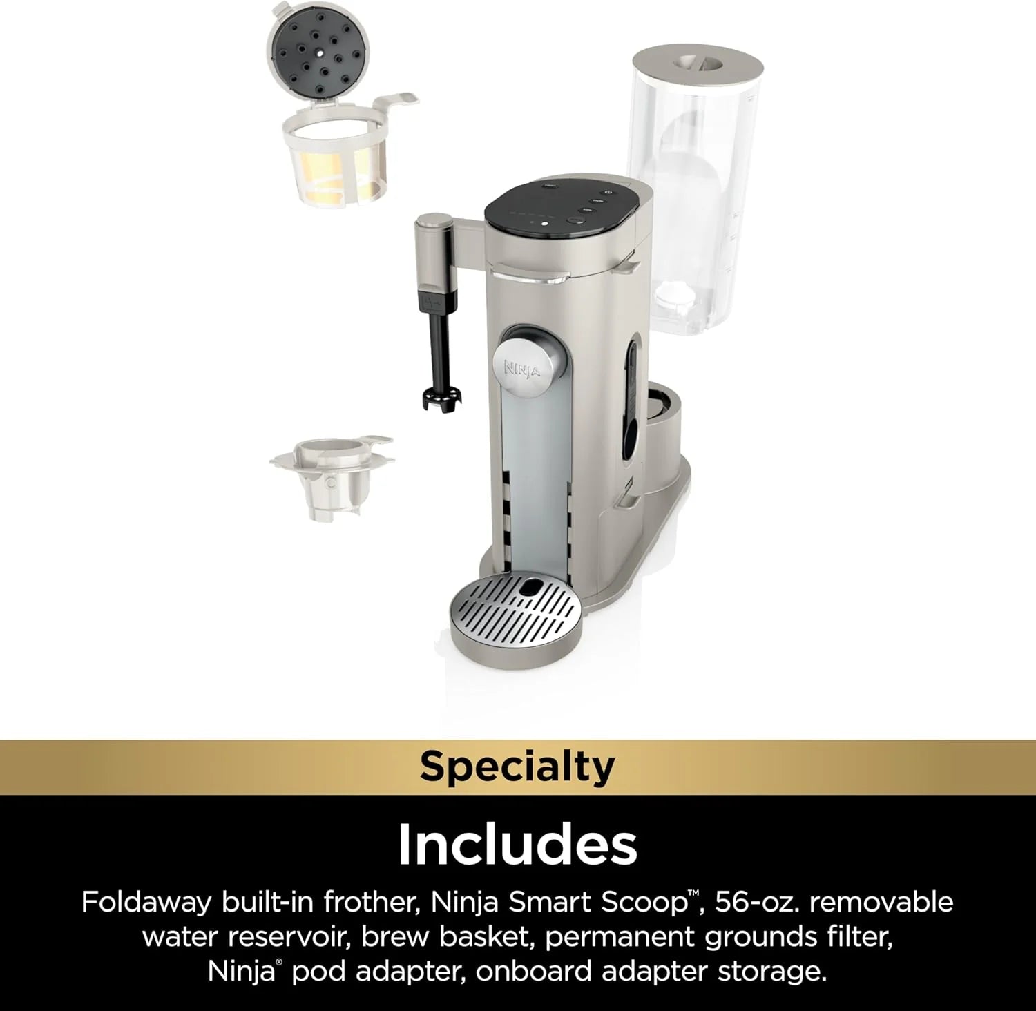 Ninja | Coffee Maker | Single Serve |Brew with Coffee Pods & Grounds| Compatible with K-Cup Coffee Pods | 4 Brew Styles, up to 24oz Cup Sizes & 56oz Removable Reservoir | Black | PB051