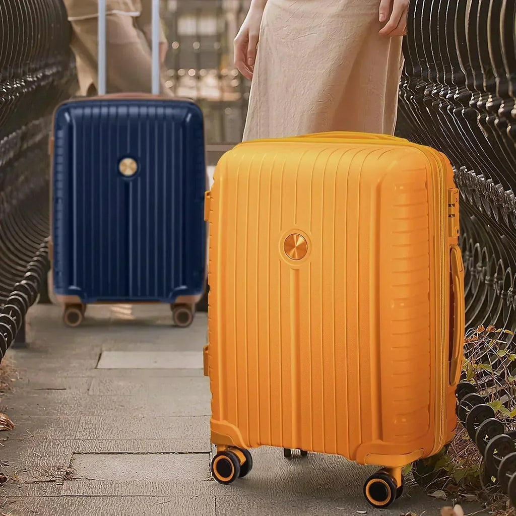 5-piece PP hardshell lightweight travel carry-on luggage set with dual spinner wheels