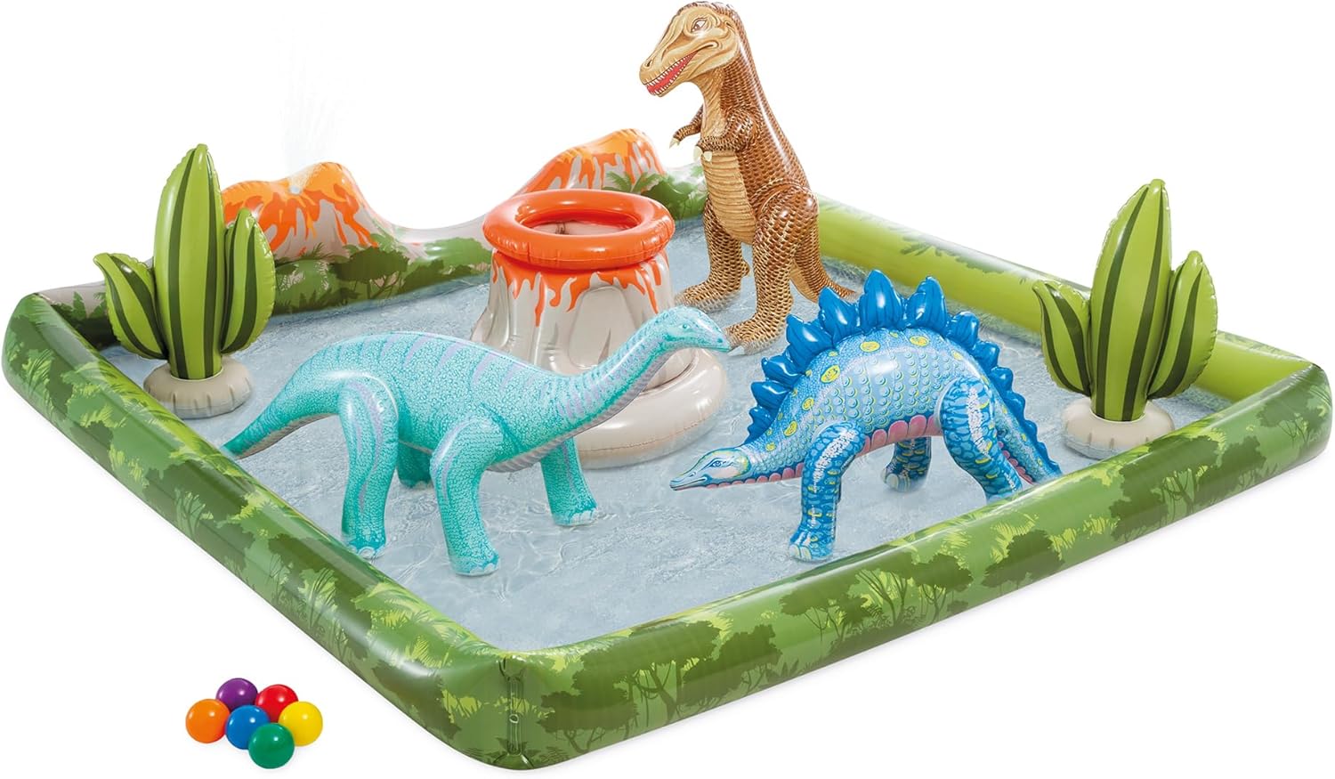 Intex 96 x 78 x 28 Inflatable Jungle Adventure Play Center Spray Kiddie Pool Water Slide
