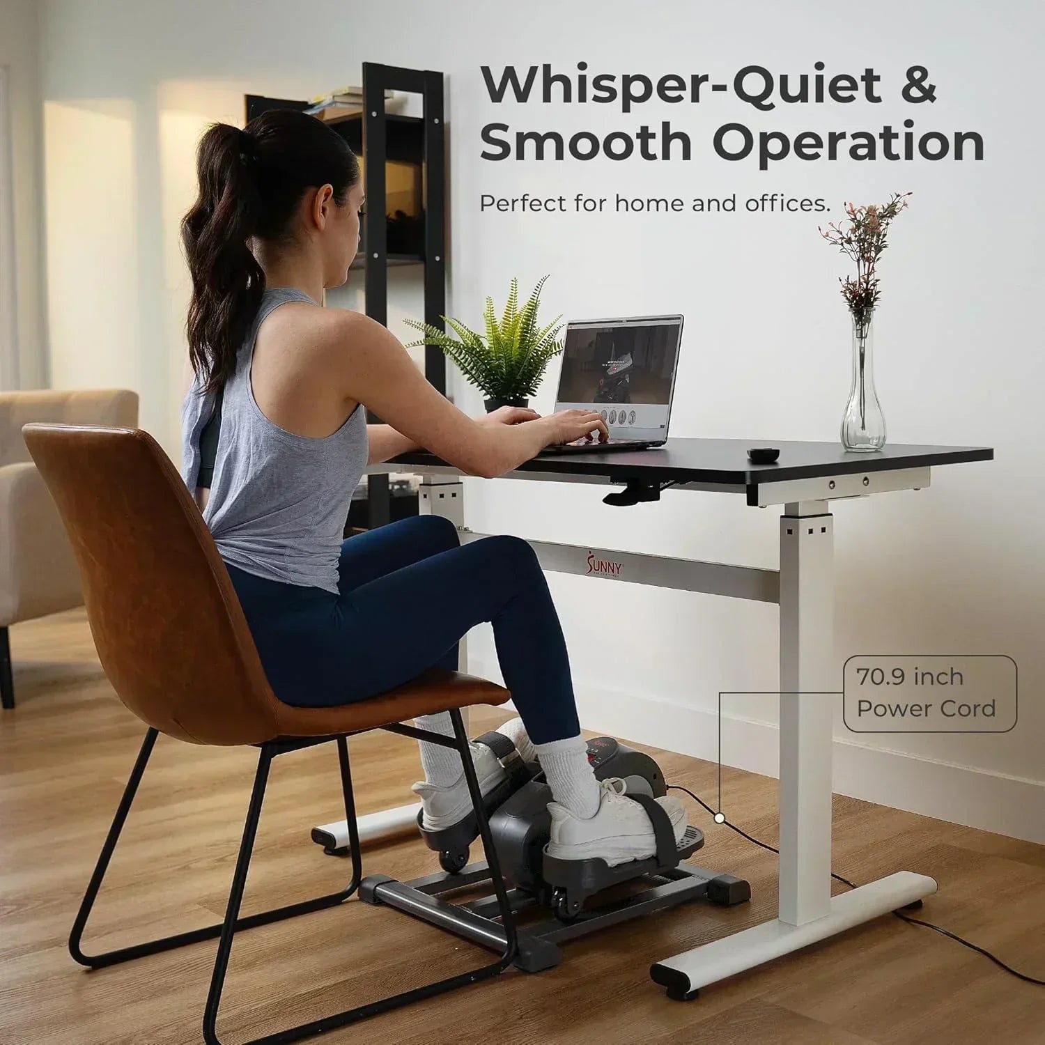 Sunny Health Fitness Smart Mini Elliptical Trainer Indoor Under-Desk Pedal Exerciser