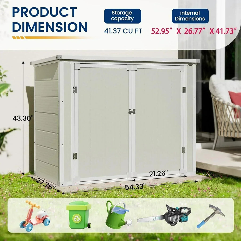 Amopatio 41 Cu Ft Horizontal Outdoor Storage Shed Resin Trash Can Storage Resin Shed Garden Tools