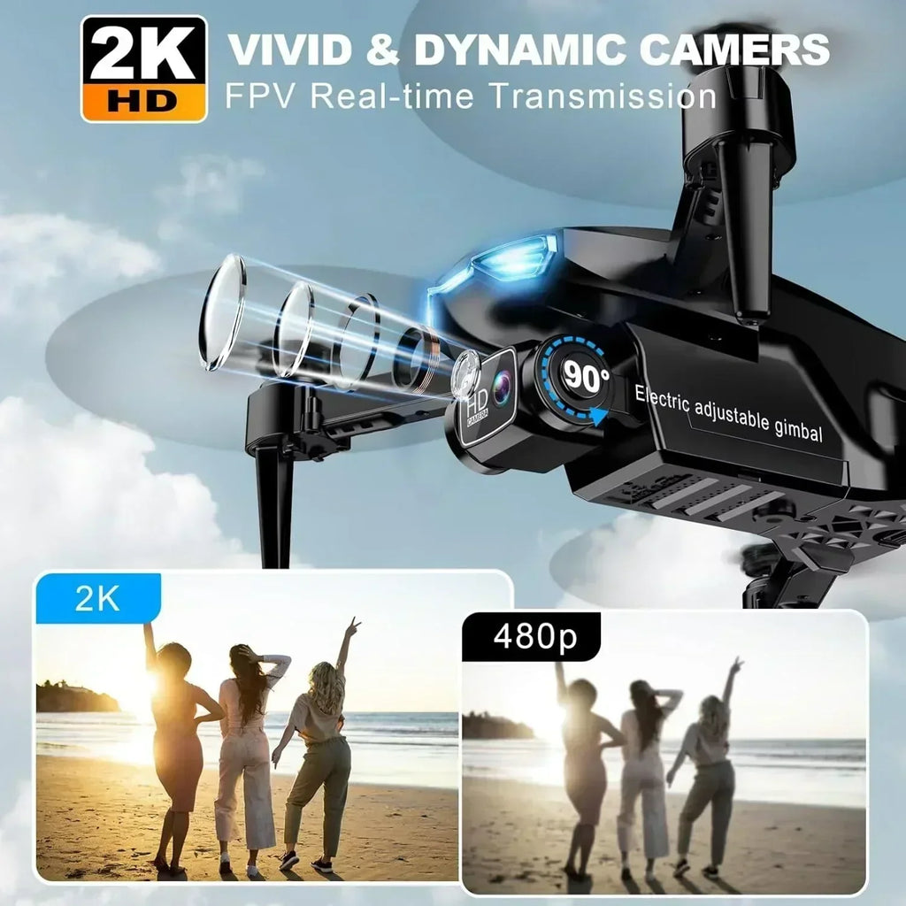 2K HD FPV Drone for Adults with Camera Altitude Hold Foldable and Portable