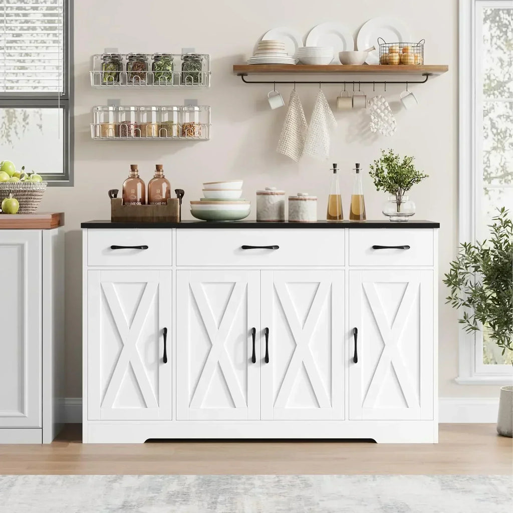 Sideboard with drawers large 55-inch sideboard modern farmhouse wood kitchen dining table