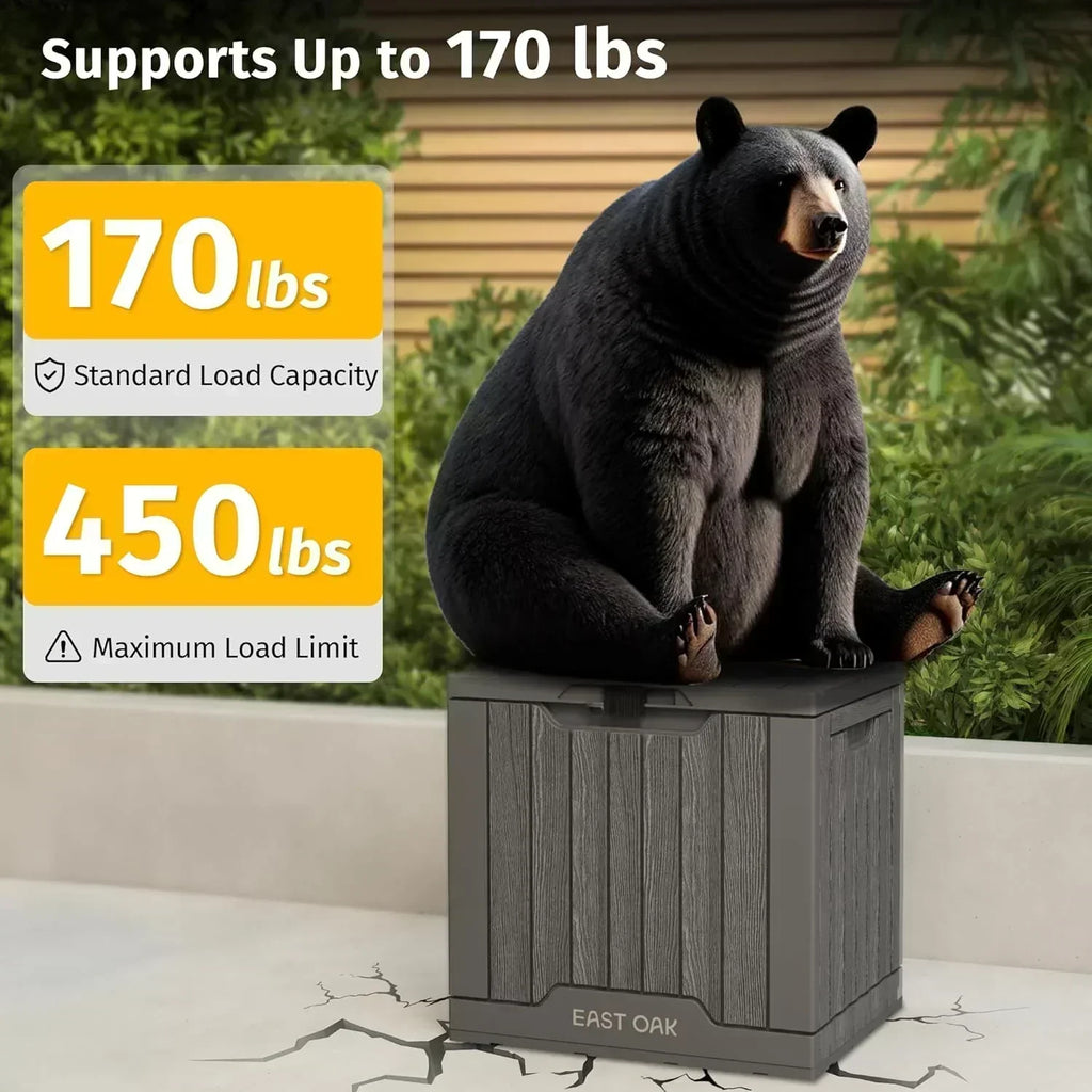 EAST OAK Outdoor Storage Box 60 Gallon Deck Box Indoor and Outdoor Use Waterproof Resin Storage