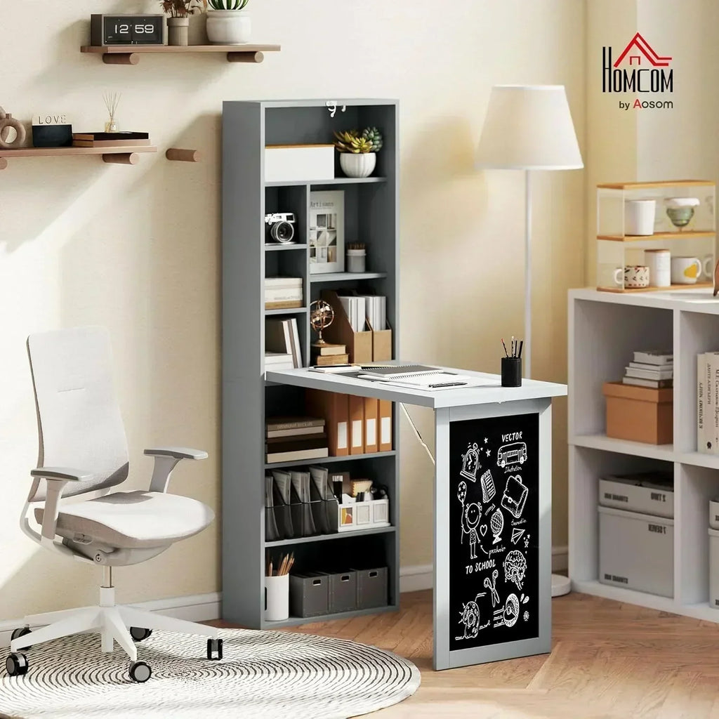 Folding convertible writing desk wall mounted desk cabinet multifunctional home workstation