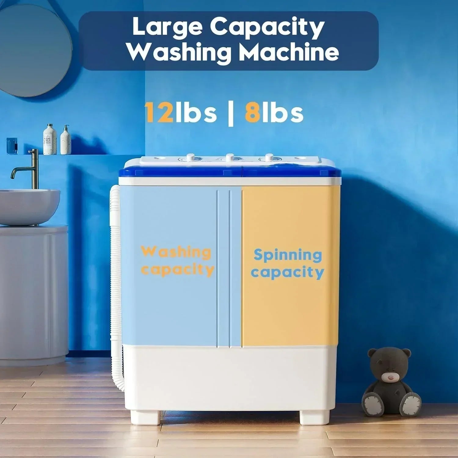 Auertech Portable Washing Machine 28lb Twin Tub Washing Machine Compact Washing Machine