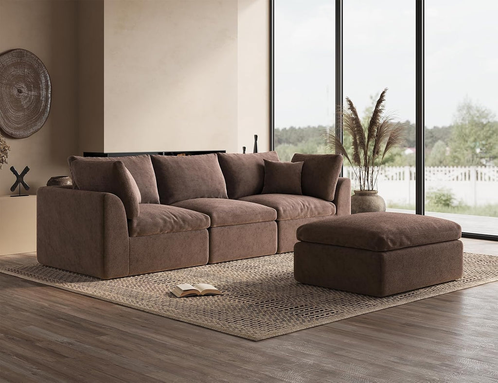 110 inch cloud sectional sofa for living room convertible L-shaped sofa 3 seater sectional sofa