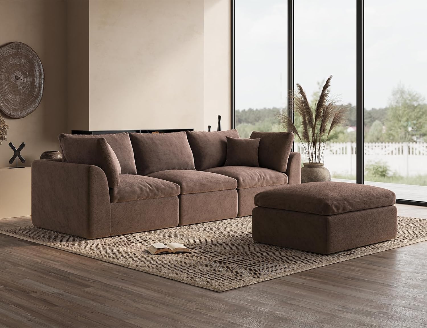 110 inch cloud sectional sofa for living room convertible L-shaped sofa 3 seater sectional sofa