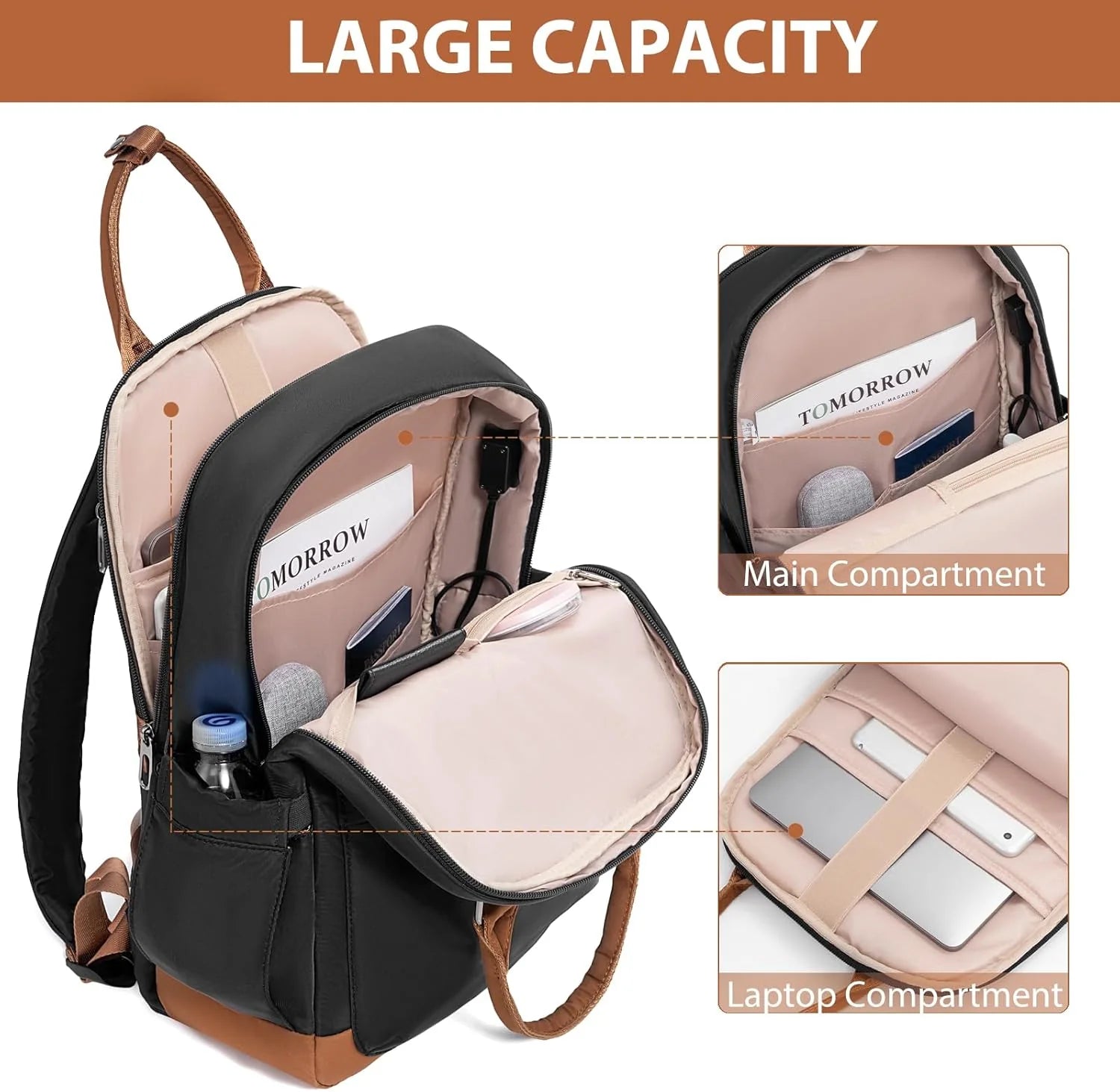 LONG VACATION 6 Piece Luggage Set Carry on Suitcase with ABS+PC hardshell, Spinner Wheels & YKK Zipper TSA Lock