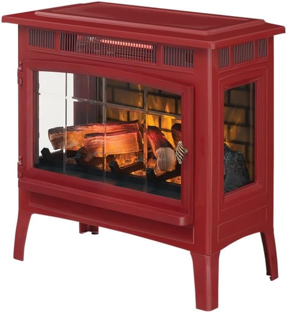 Freestanding Electric Fireplace Stove Heater with 3D Flame Effect for 1000 Sq. Ft
