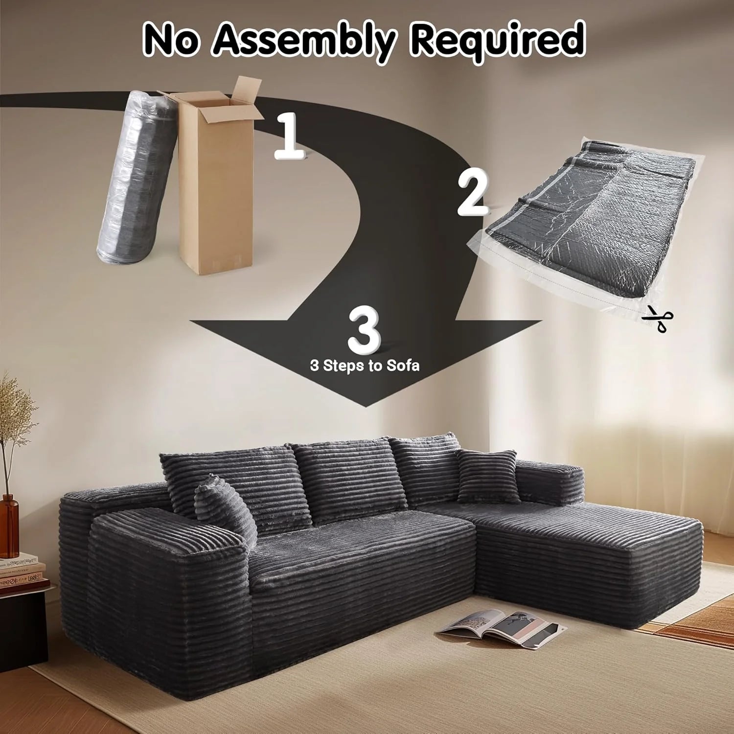 Ovios 104 Cloud Section Sofa L-shaped lounge chair, modern modular sofa